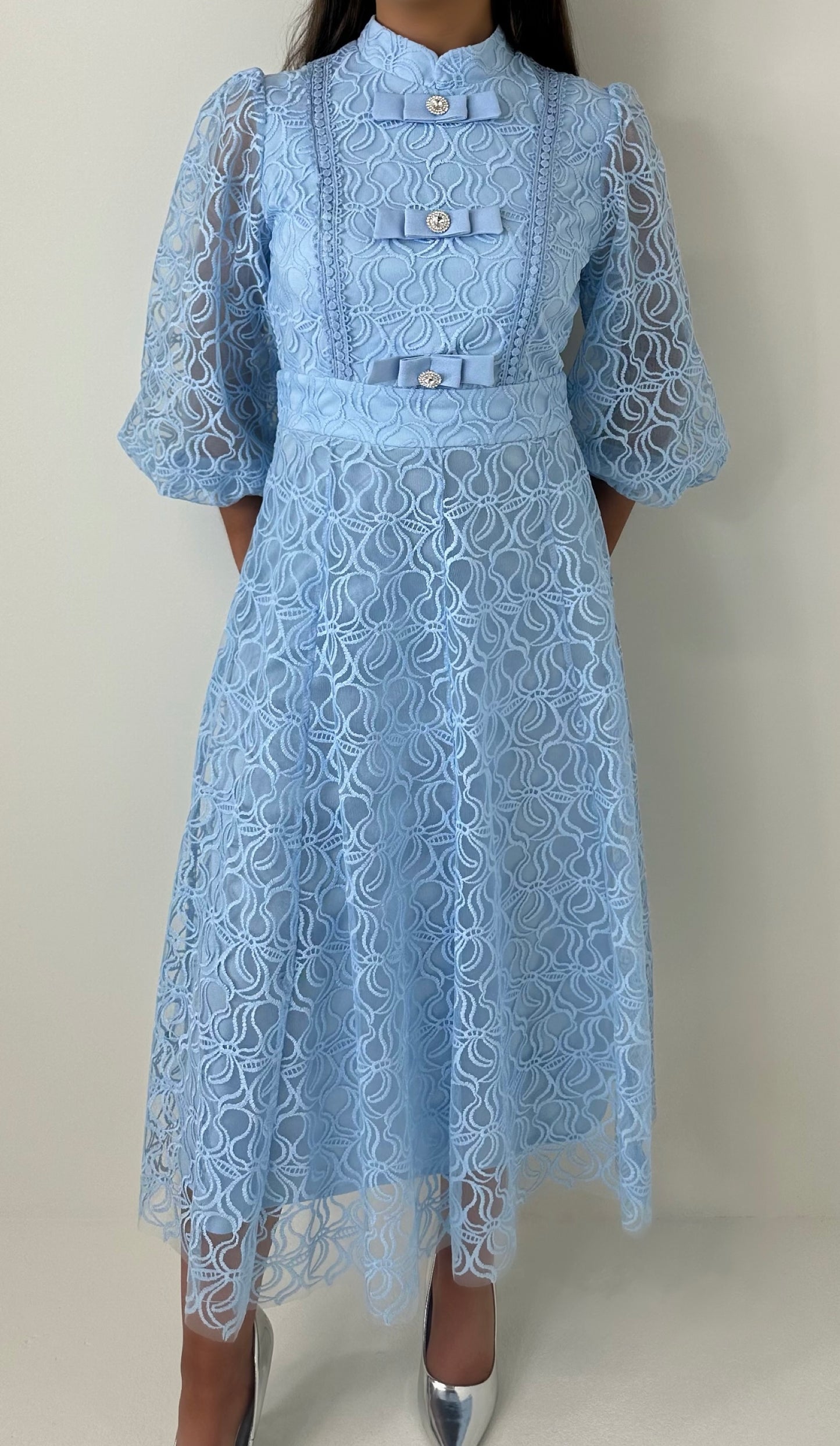 Bella Blue Lace Detail Dress