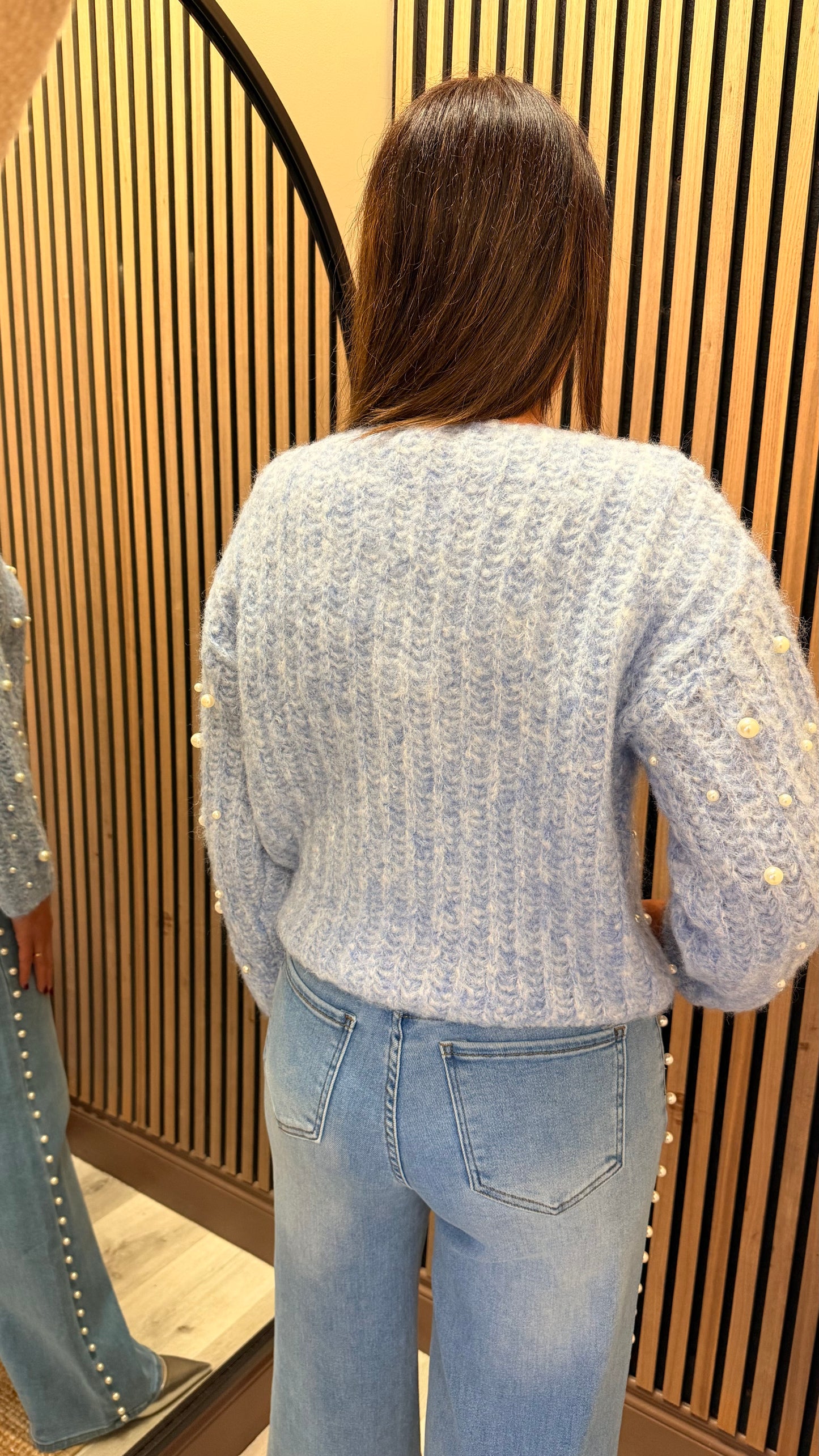 Blue Pearl Embellished Sweater
