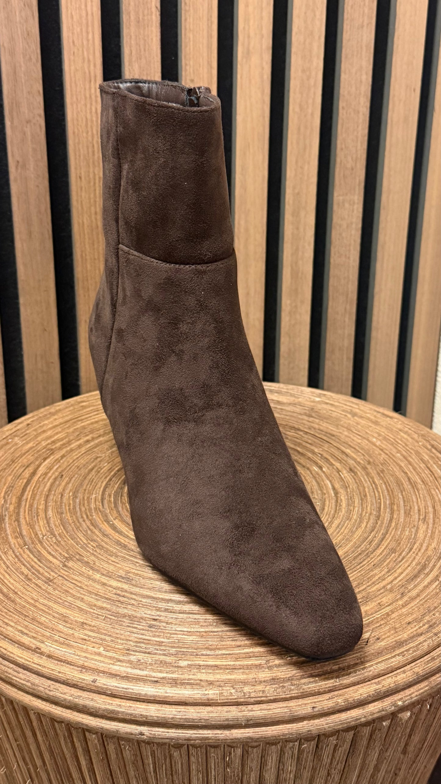 Cortina Chocolate Brown Faux Suede Ankle Boot
