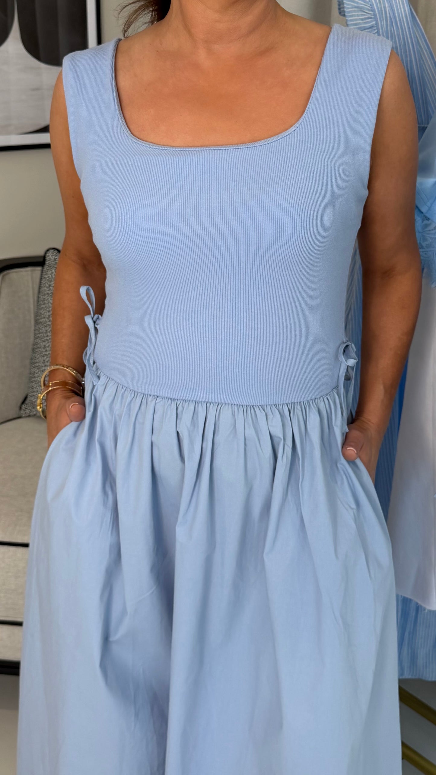 Blue Harriet Elasticated Dress