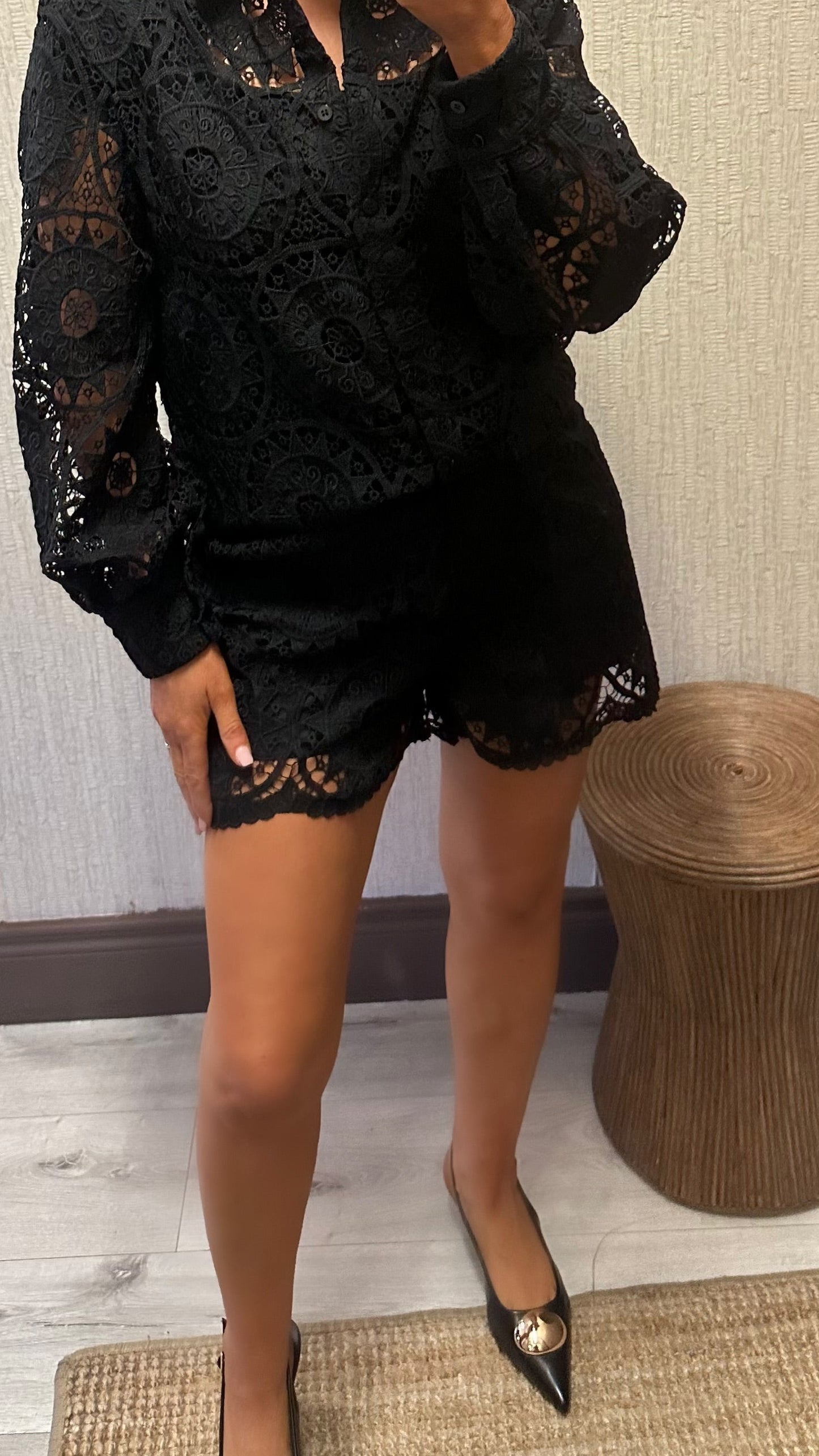 Cara Black Lace Shorts
