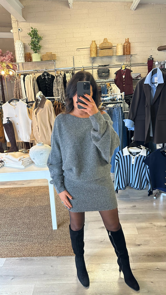 Grey Long Knit Jumper