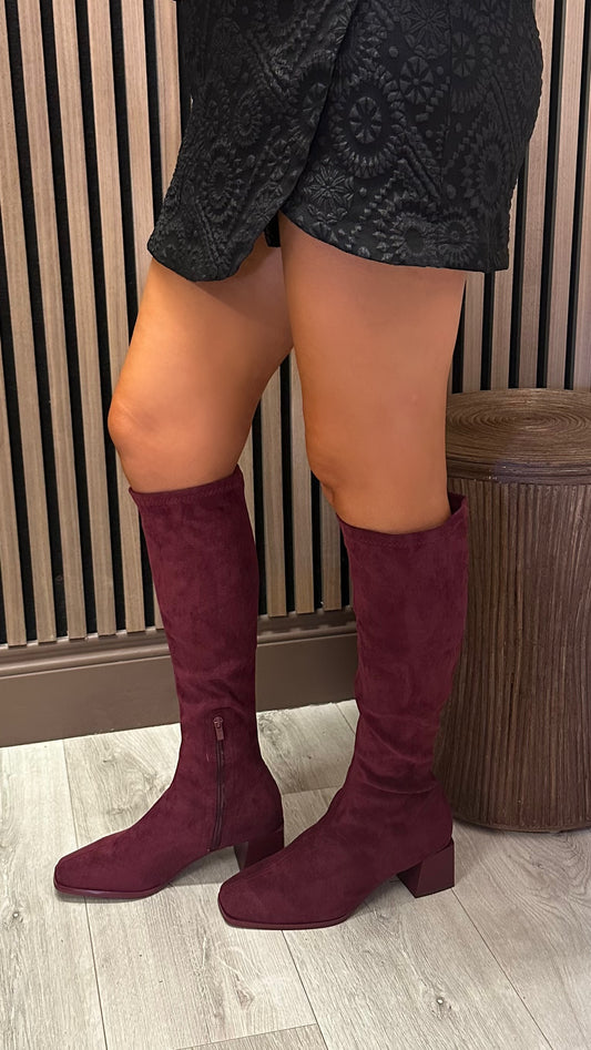 Wine Suedette Boot