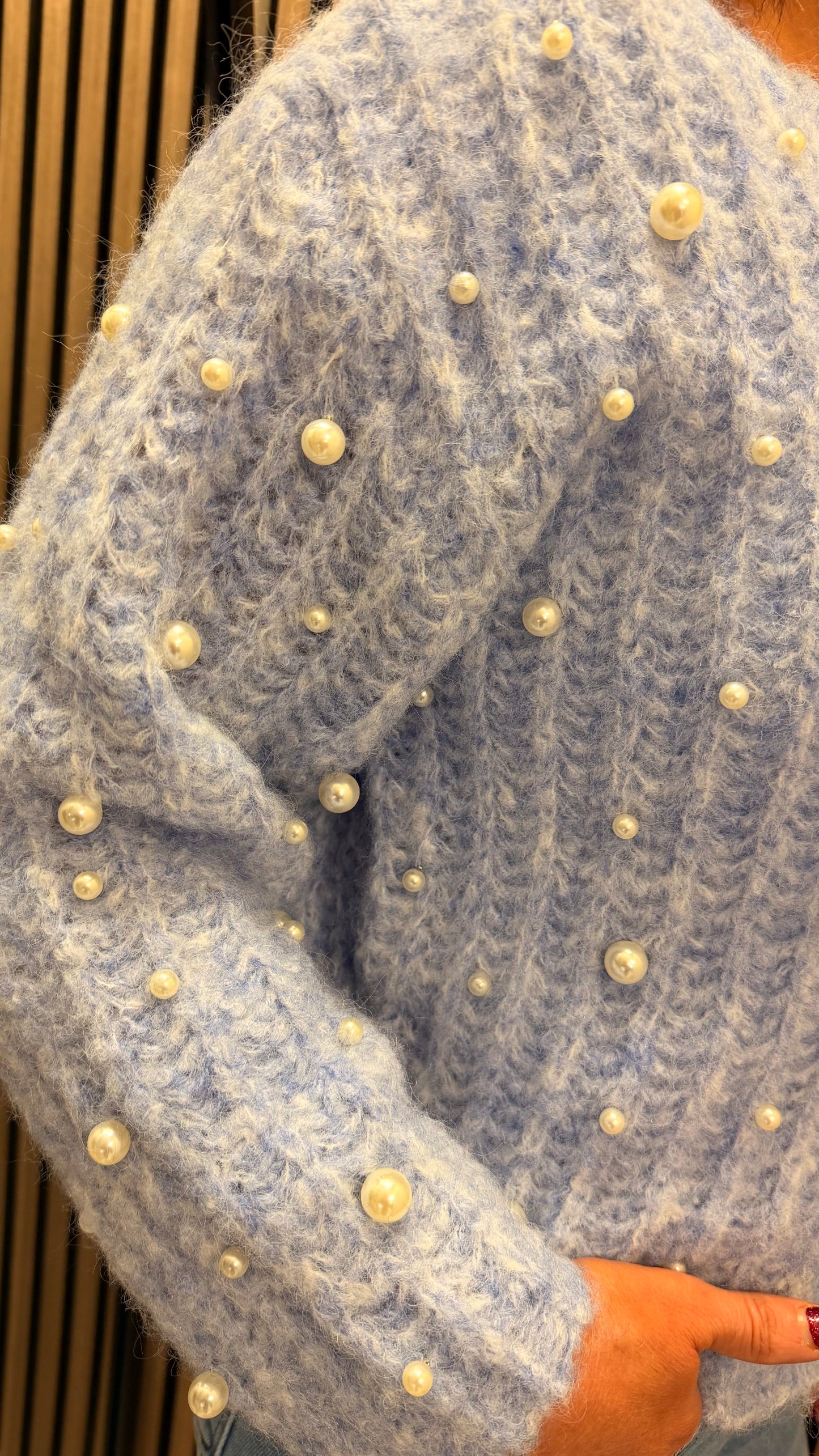 Blue Pearl Embellished Sweater