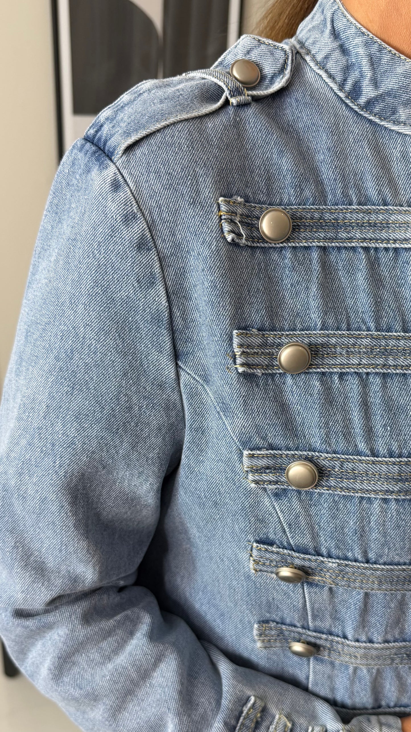 Denim Military Style Jacket