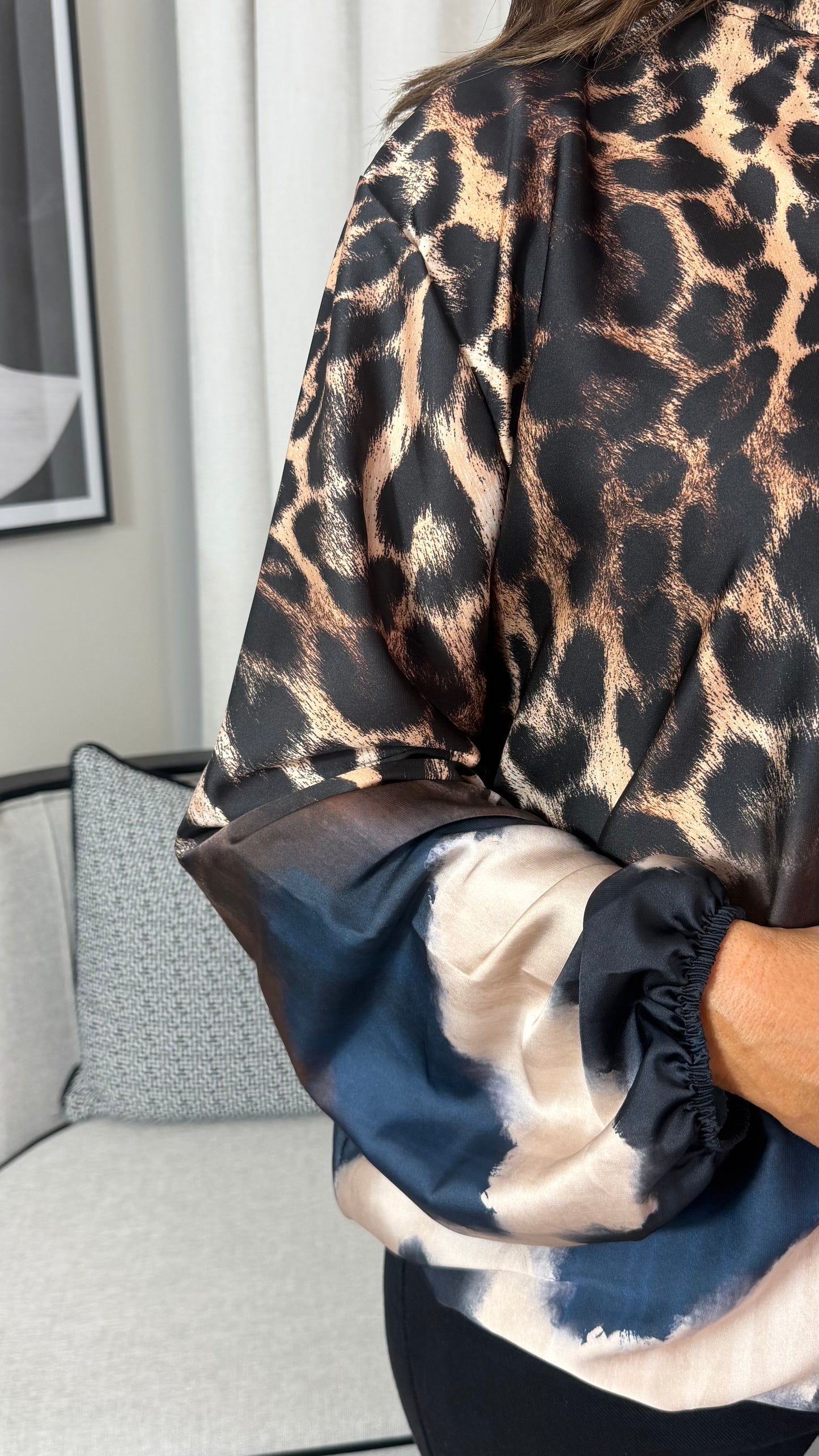 Lorna Leopard Bomber-Navy & Blue