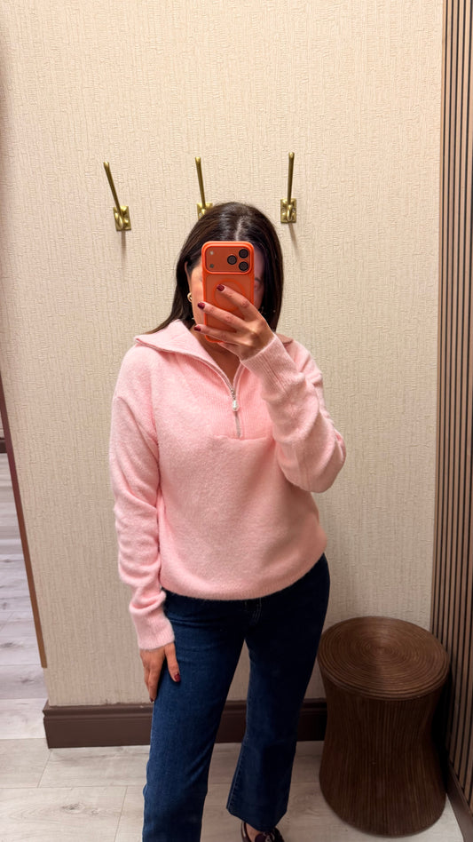 Pink Knit Halfzip