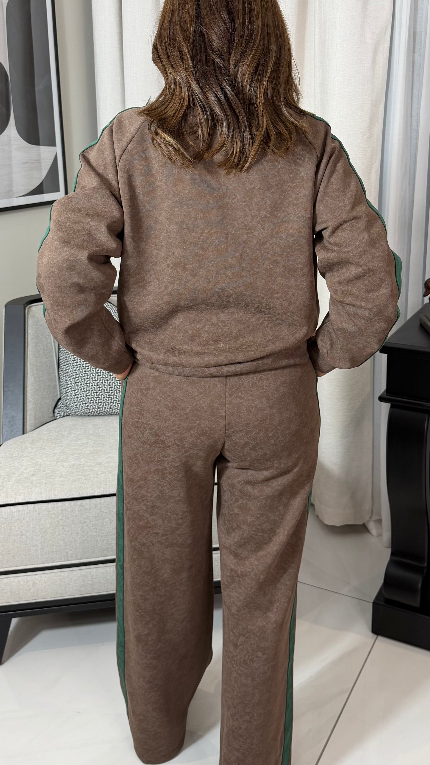 Luxe Lounge Set —Green & Washed Brown