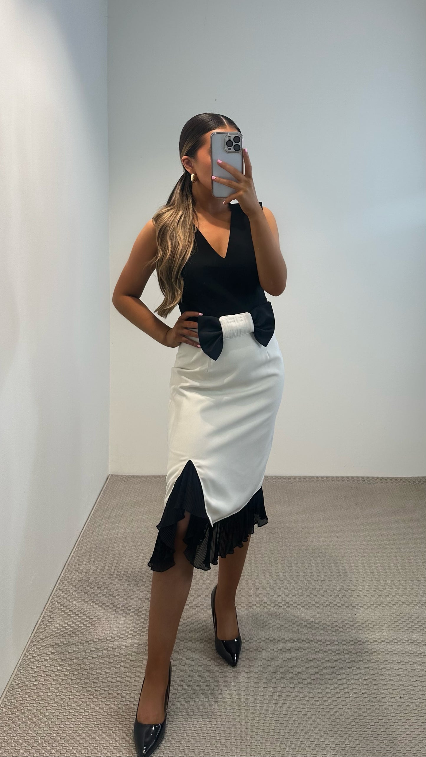 Bree Black & Cream Midi Dress