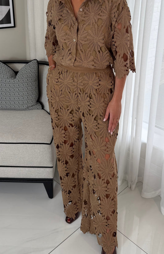 Coffee Crochet Trousers