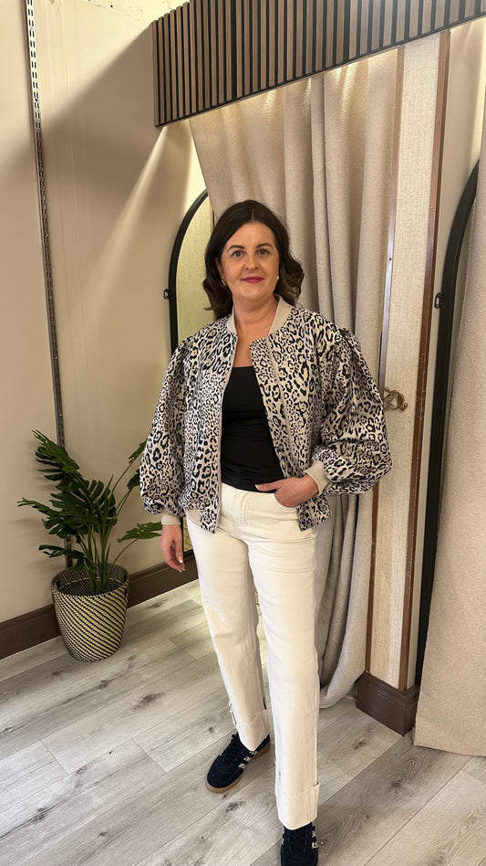Leopard Print Bomber Jacket