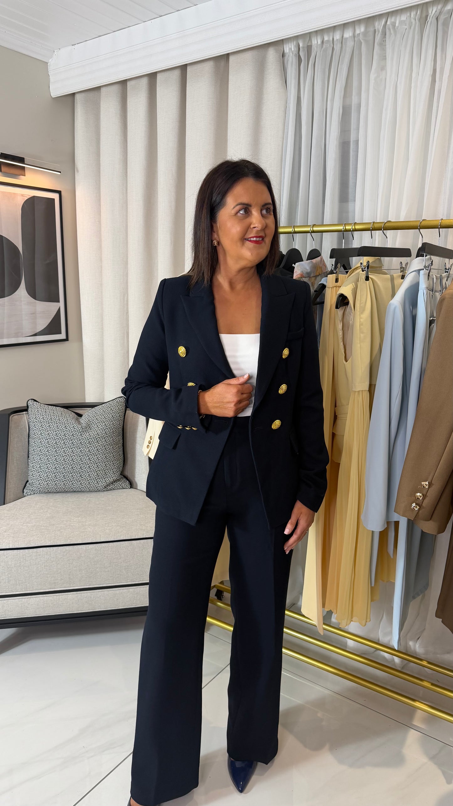 Sophie Navy Wide-Leg Trousers