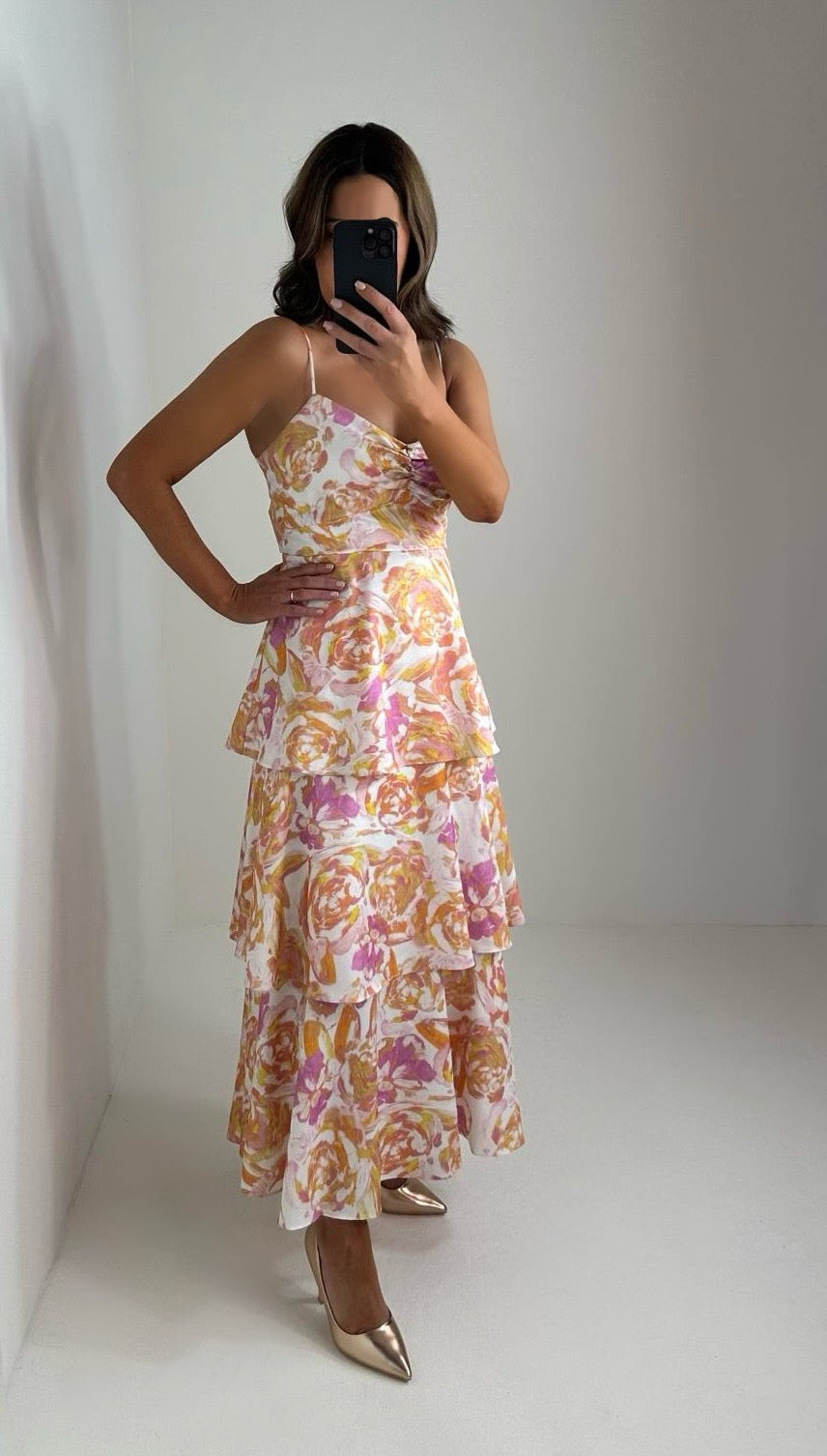 Peach Tiered Dress