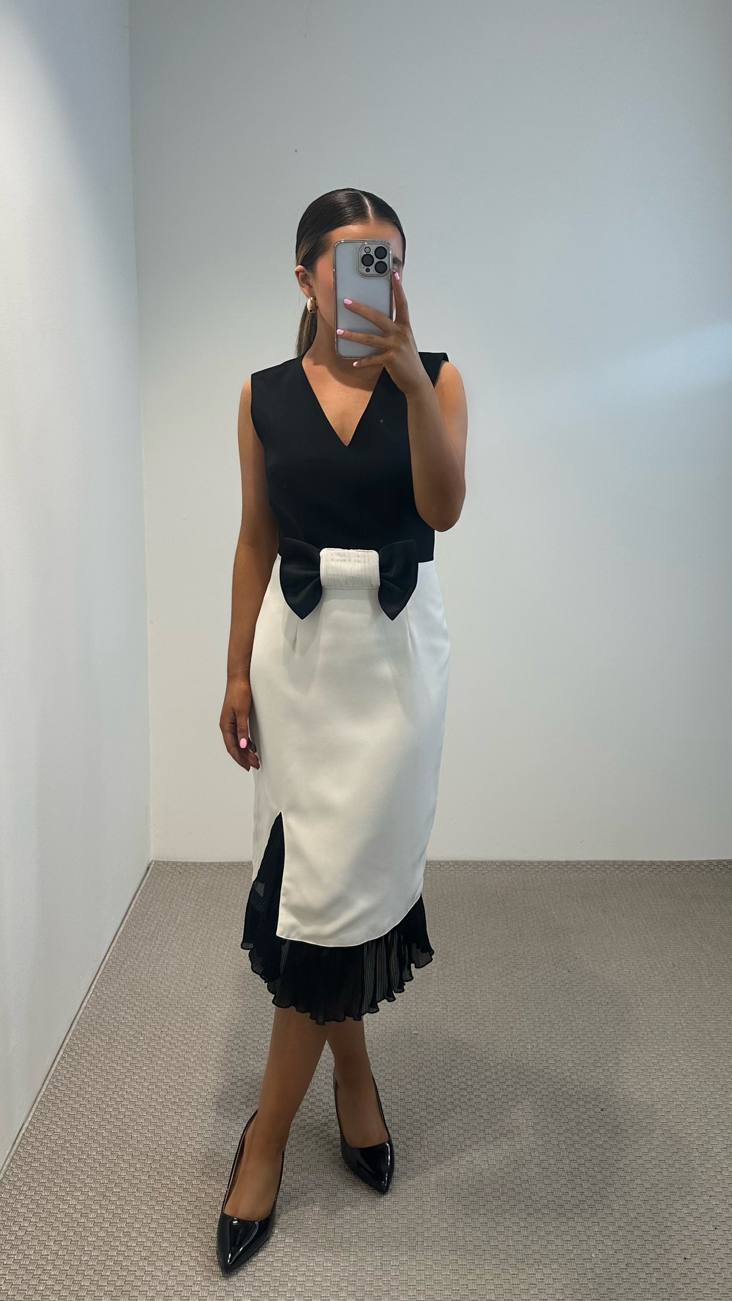 Bree Black & Cream Midi Dress