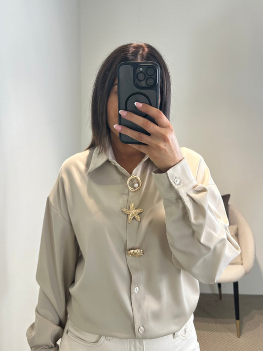 Beige Satin Blouse