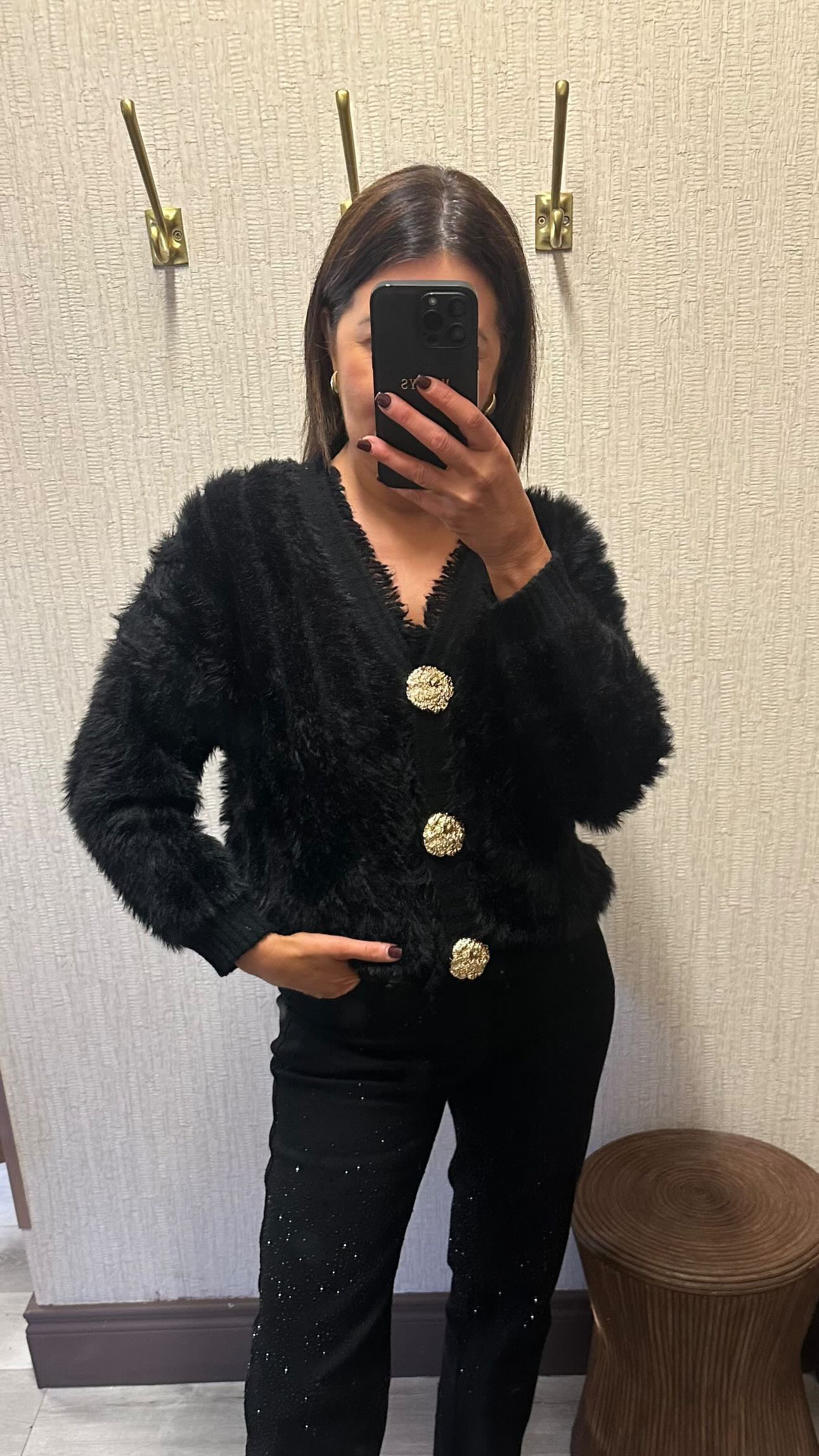 Black Gold Button Cardigan