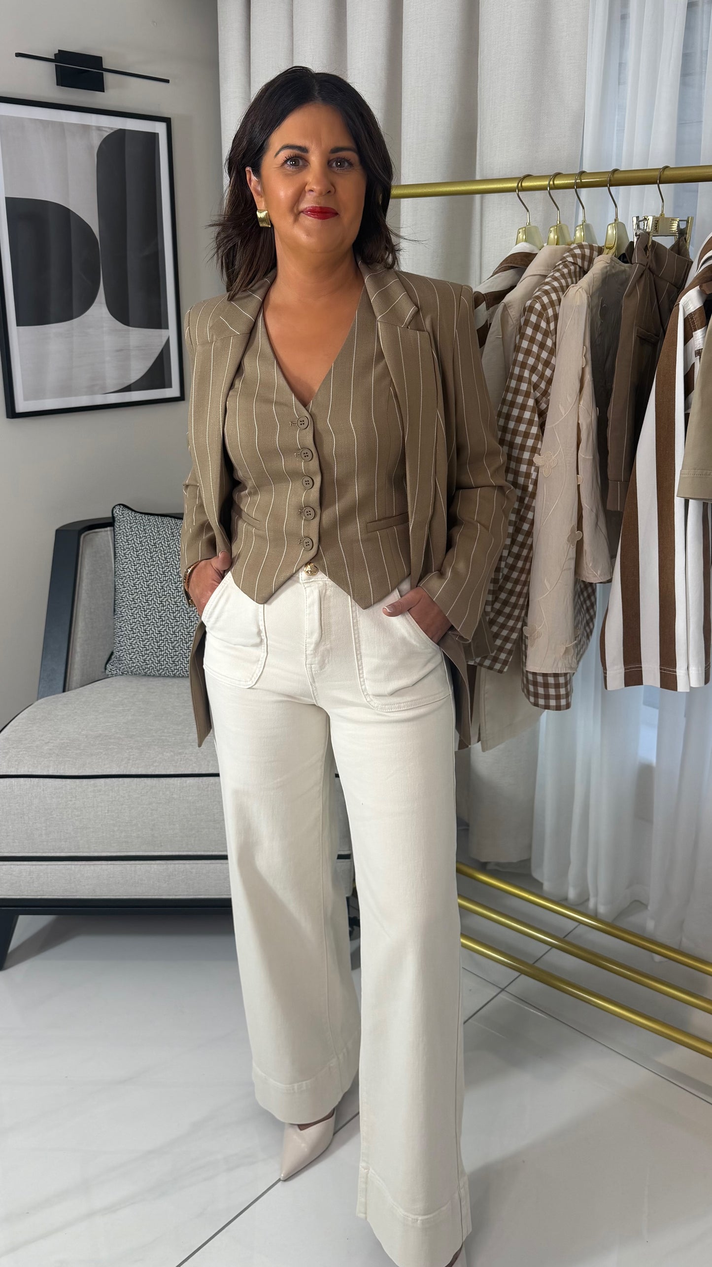 Tan Pinstripe Blazer