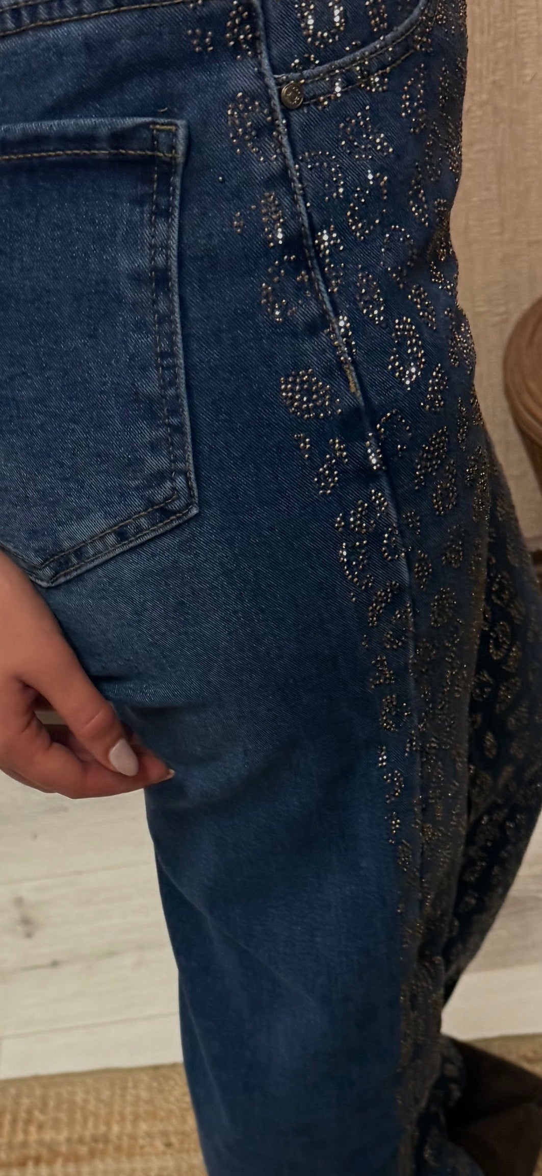 Diamanté Leopard Denim Jeans