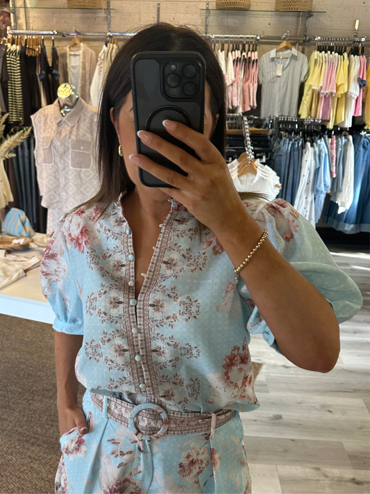Blue Floral Top