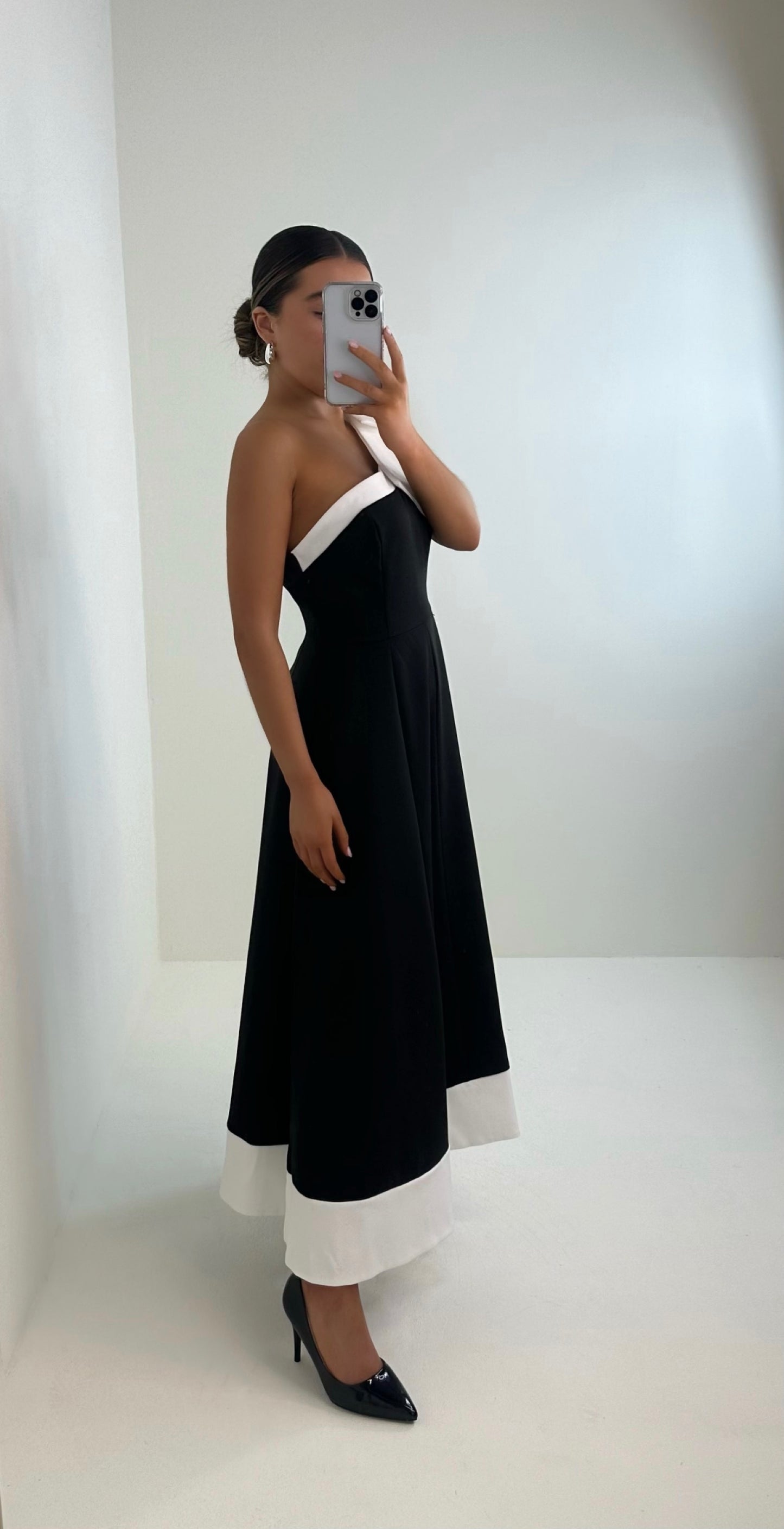 Lydia Black & White One Shoulder Dress