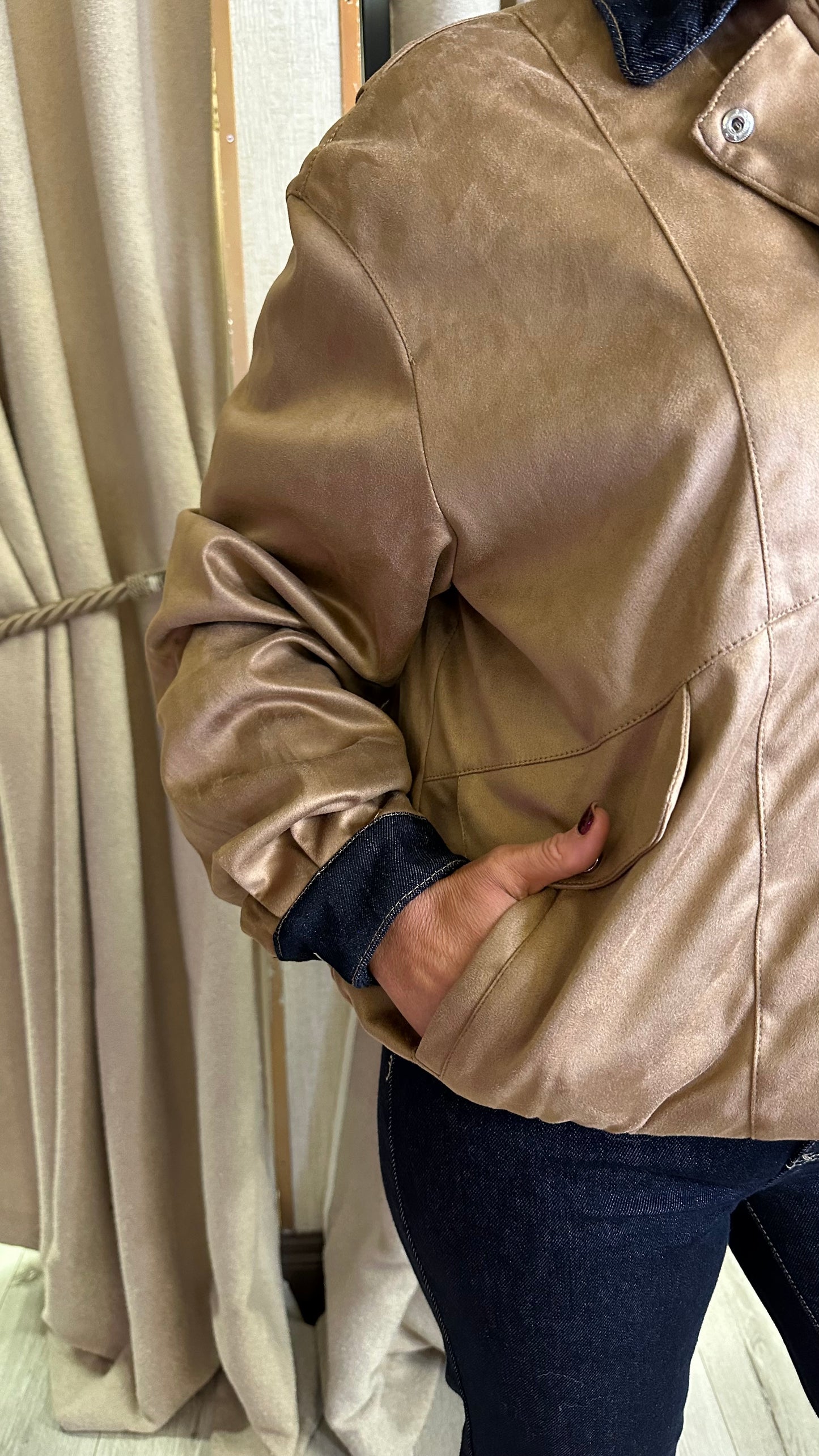 Suedette & Denim Barn Jacket