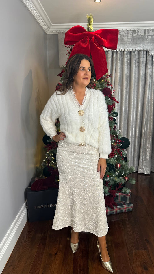 Cream Sequin Skirt
