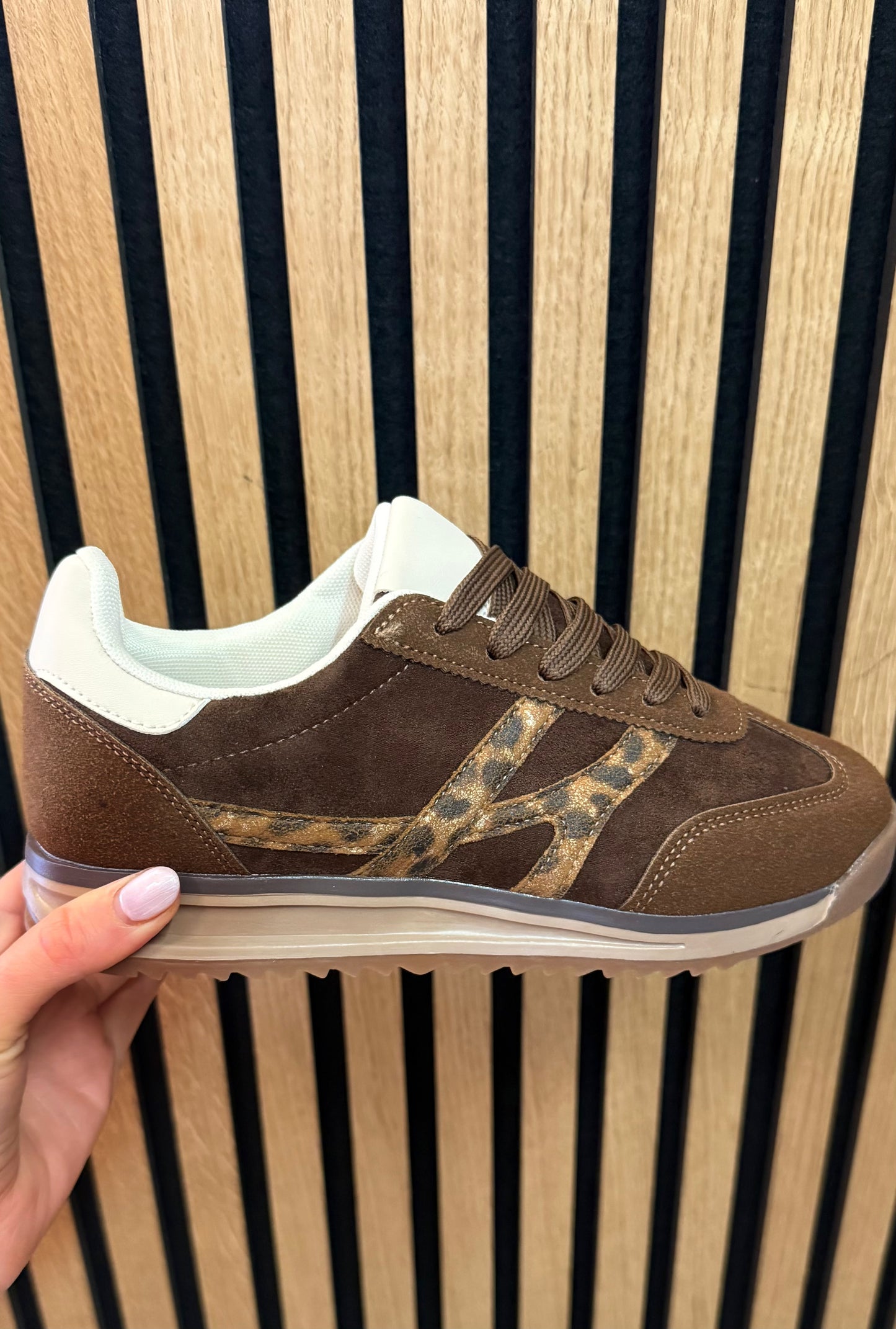 Chocolate Brown & Leopard Trainers