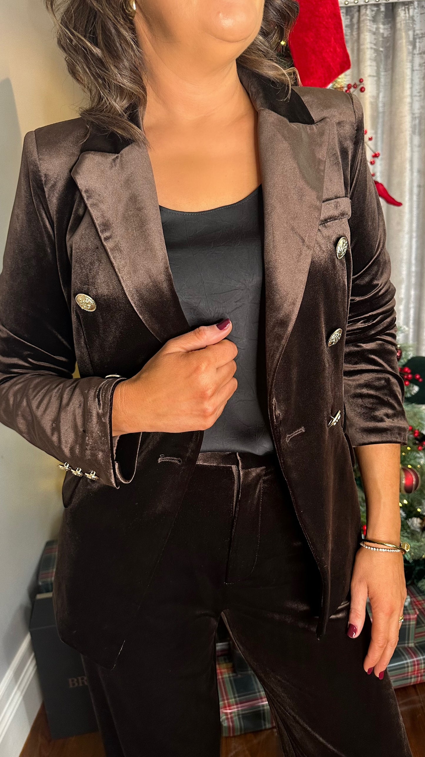 Chocolate Brown Velvet Blazer