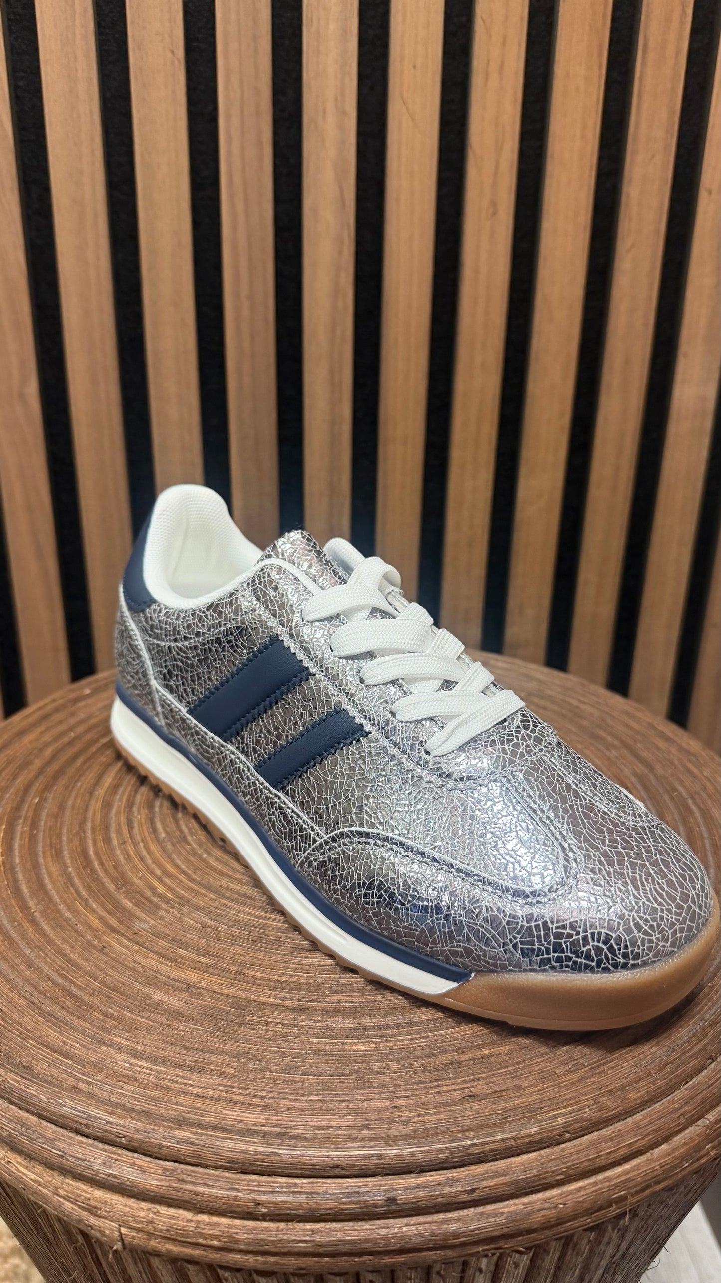 Silver & Navy Trainers