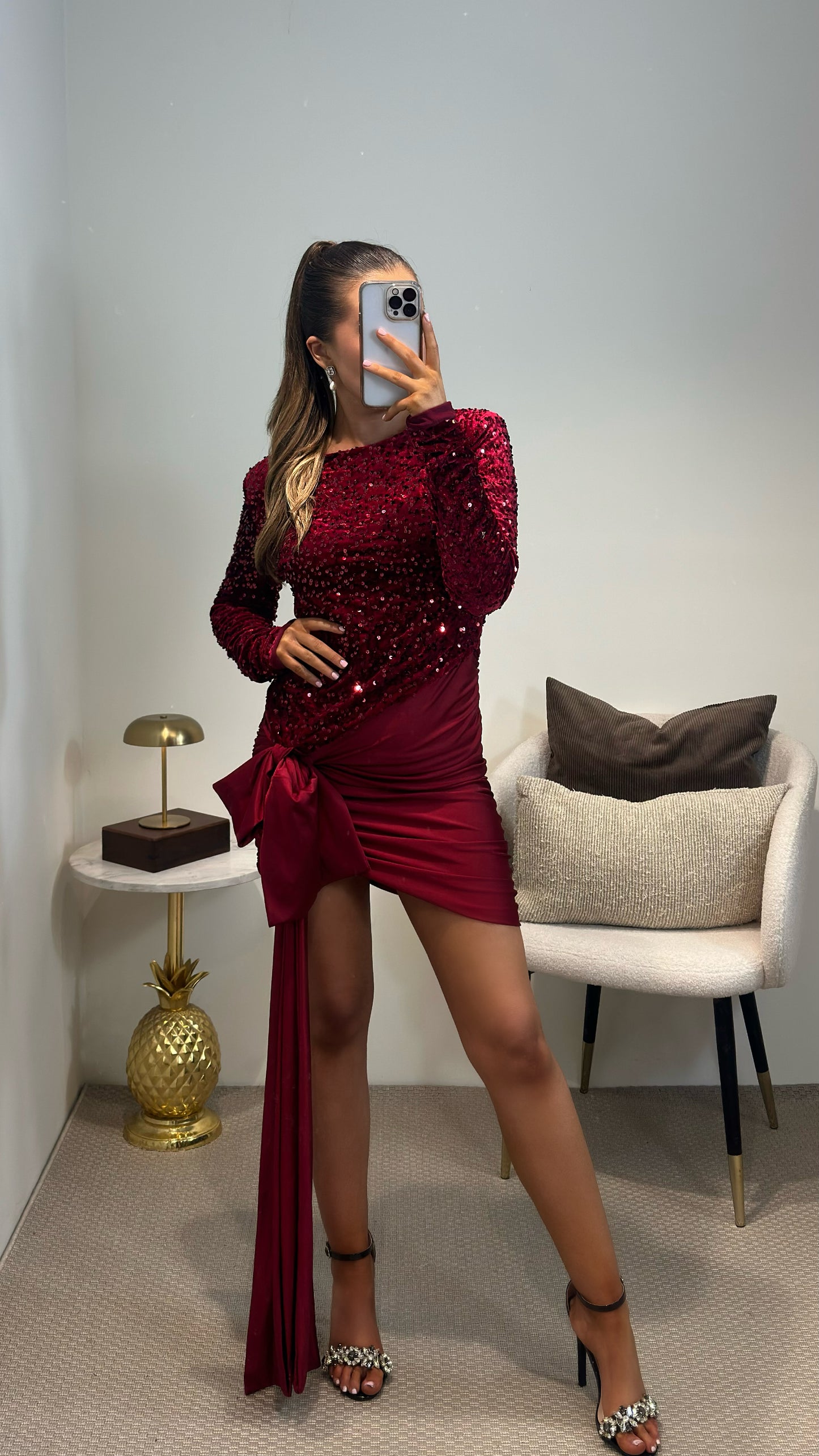 Noelle Red Sequin Mini Dress