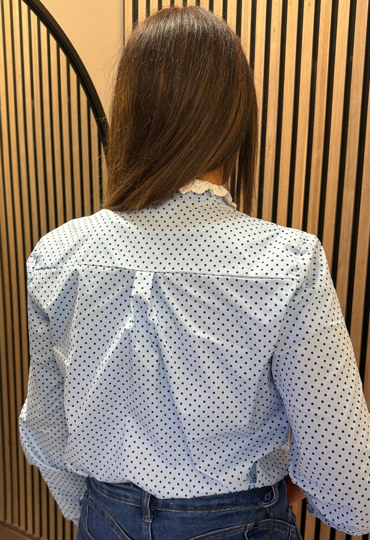 Polka Dot & Lace Detail Shirt