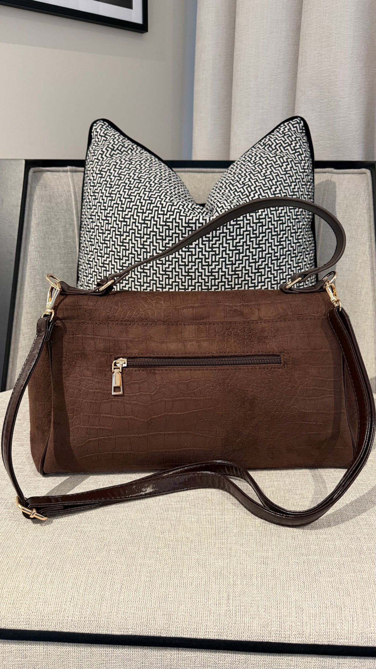 Georgia Brown Suede Effect Handbag