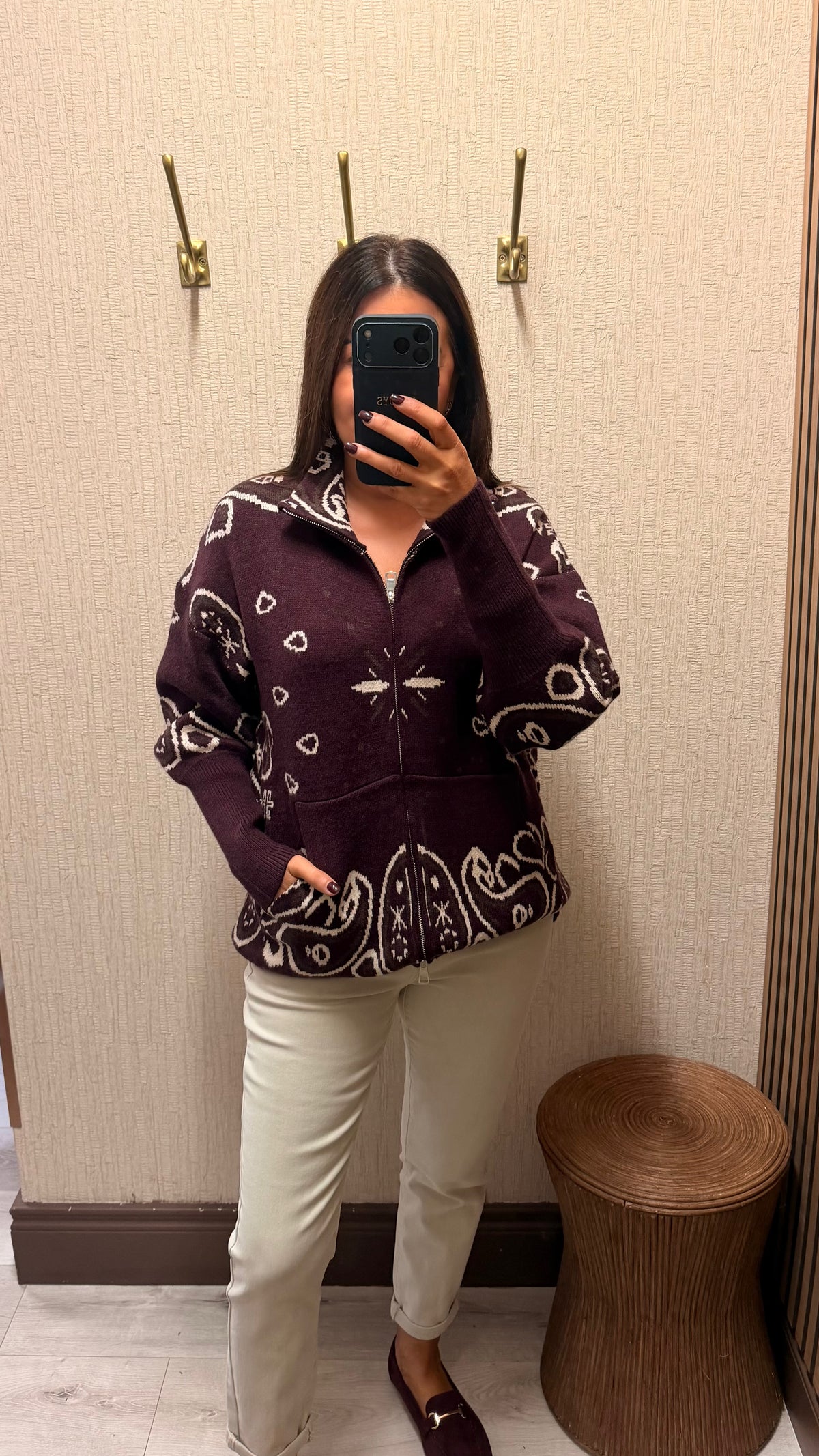 Mulberry Paisley Zip Cardigan