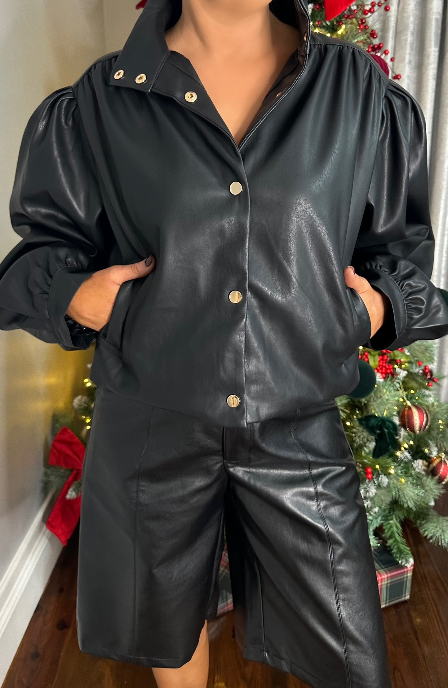 Statement Leatherette Bomber Jacket