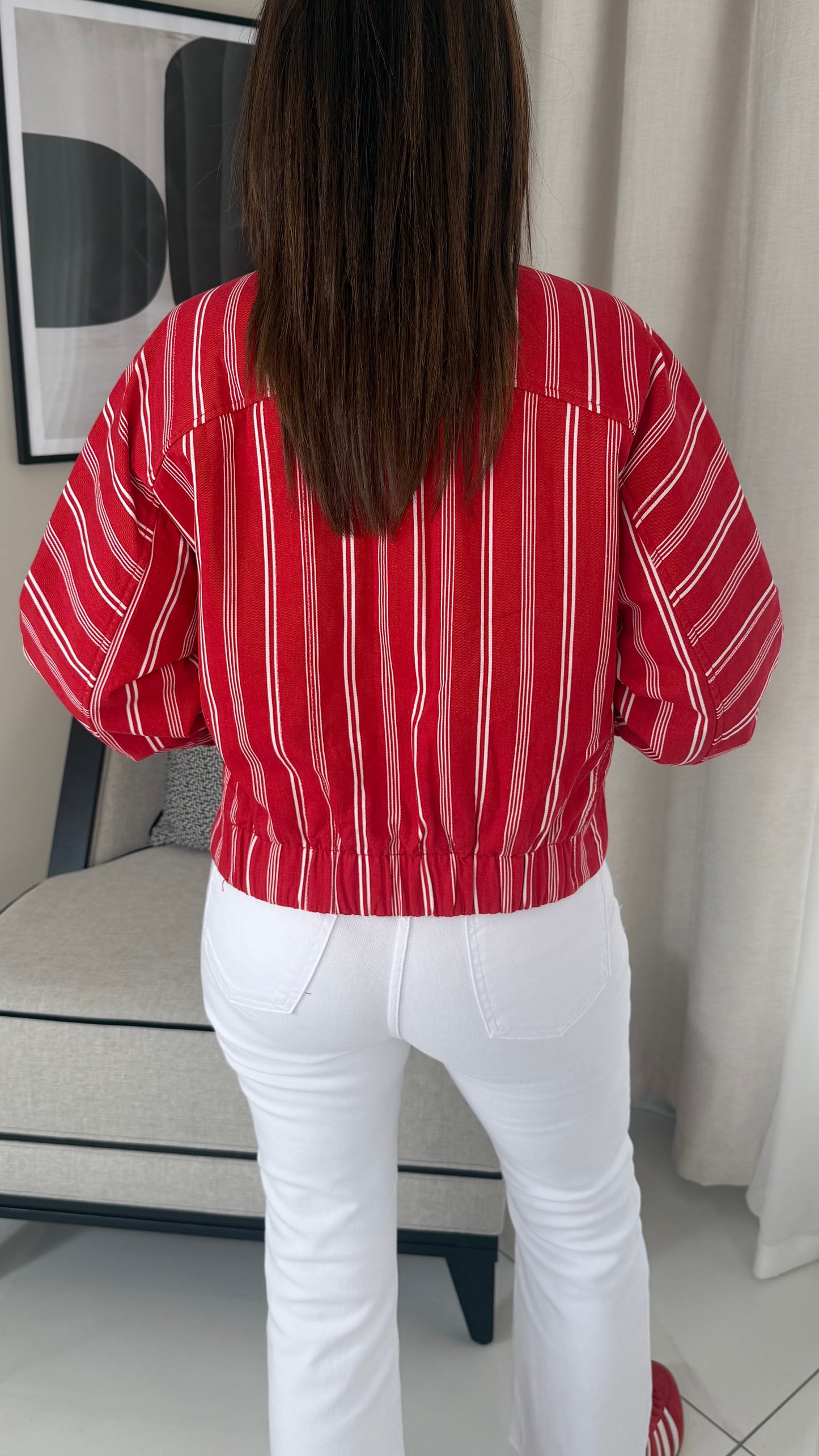 Red Striped Bomber Jacket