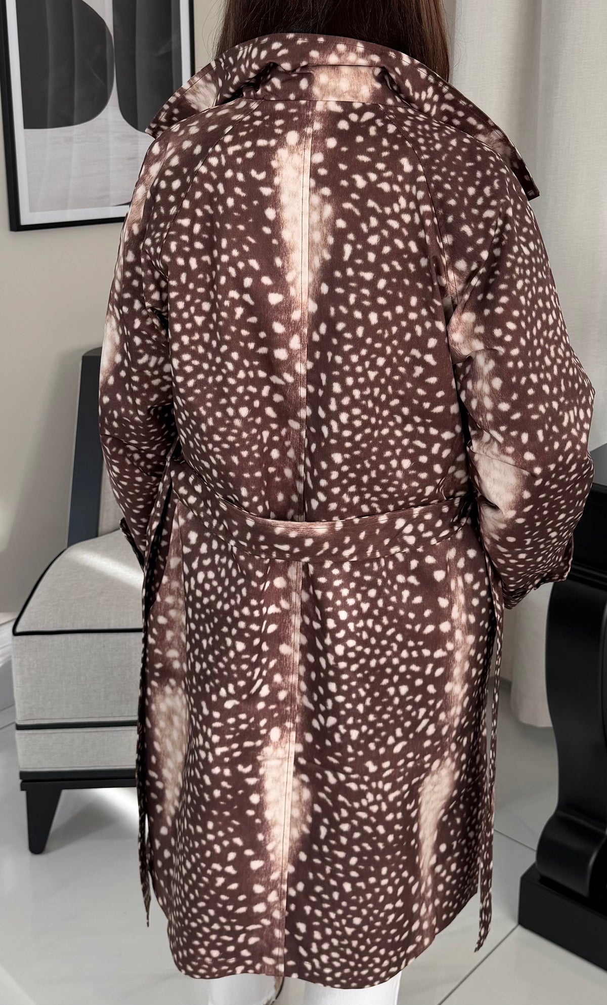 Deer Print Trench Coat