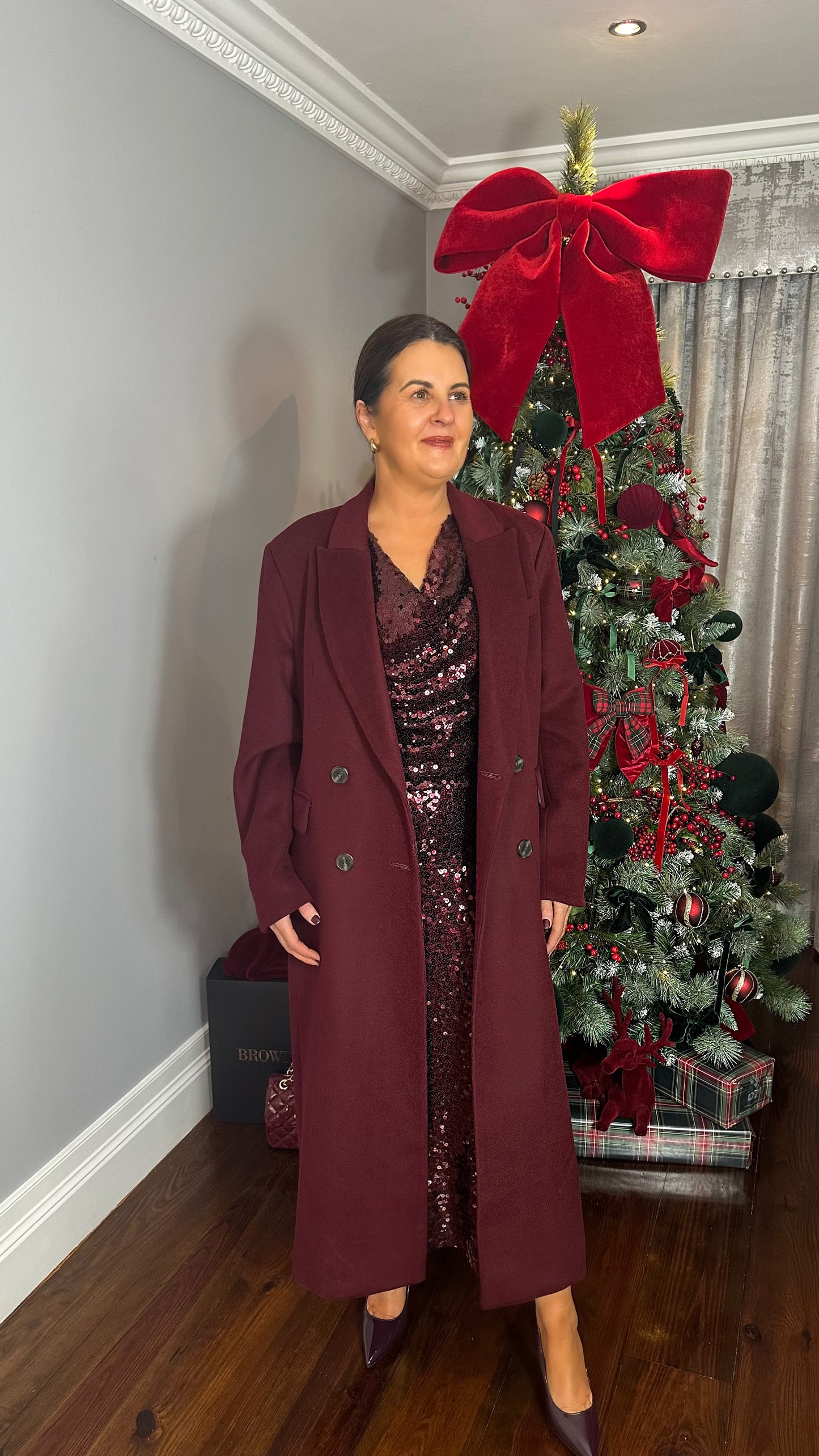 Wine Wool Oversized Coat