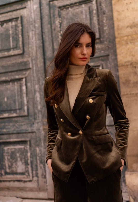 Chocolate Brown Velvet Blazer