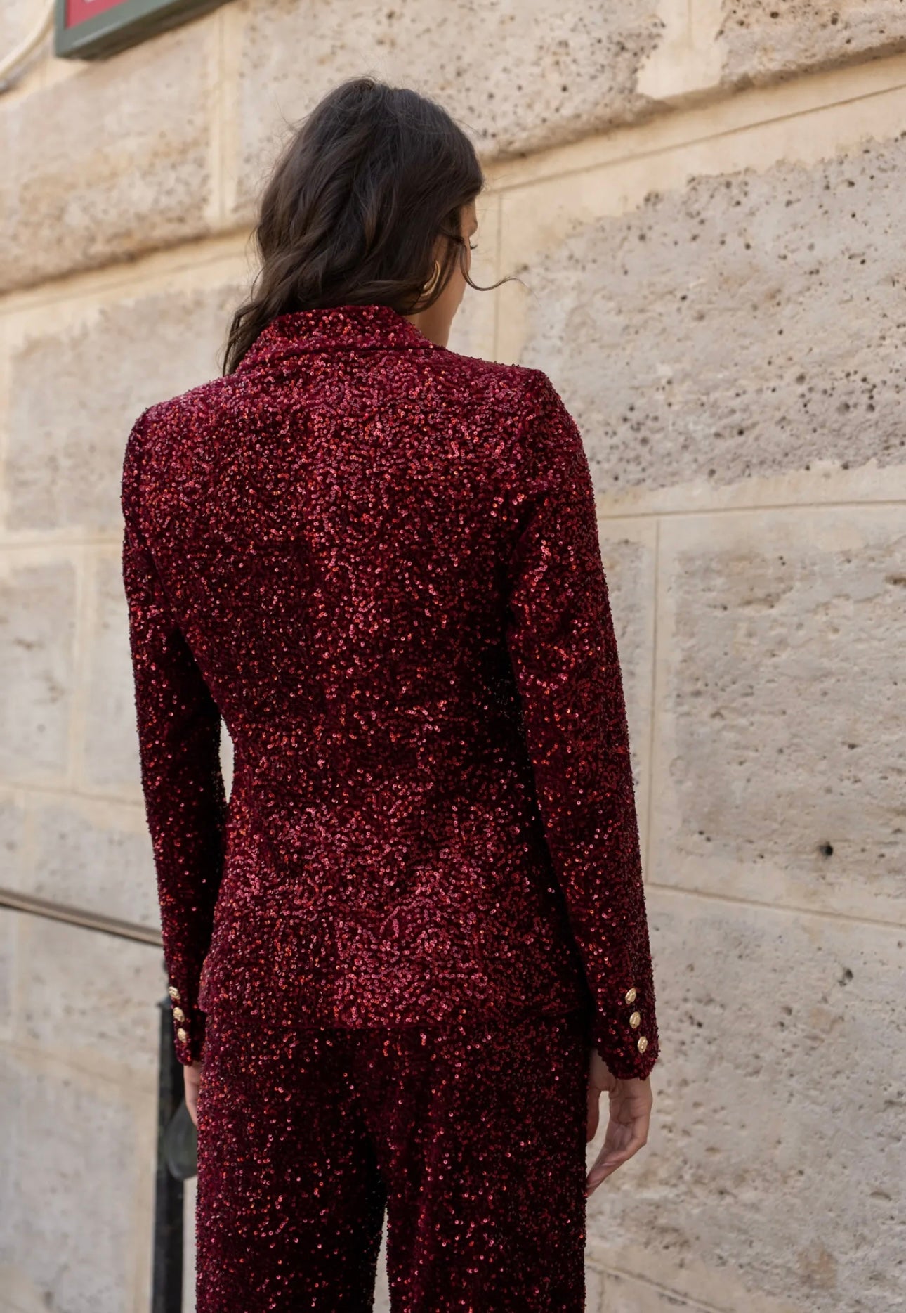 Wine Sequin Blazer