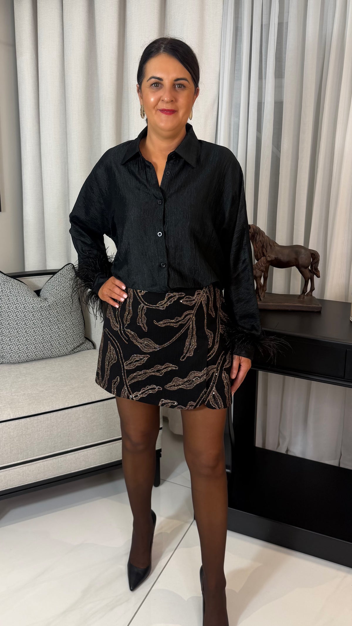 Black & Gold Shimmer Skort