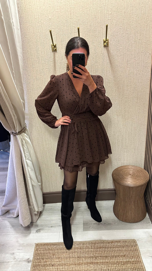 Brown & Black Polka Dot Dress