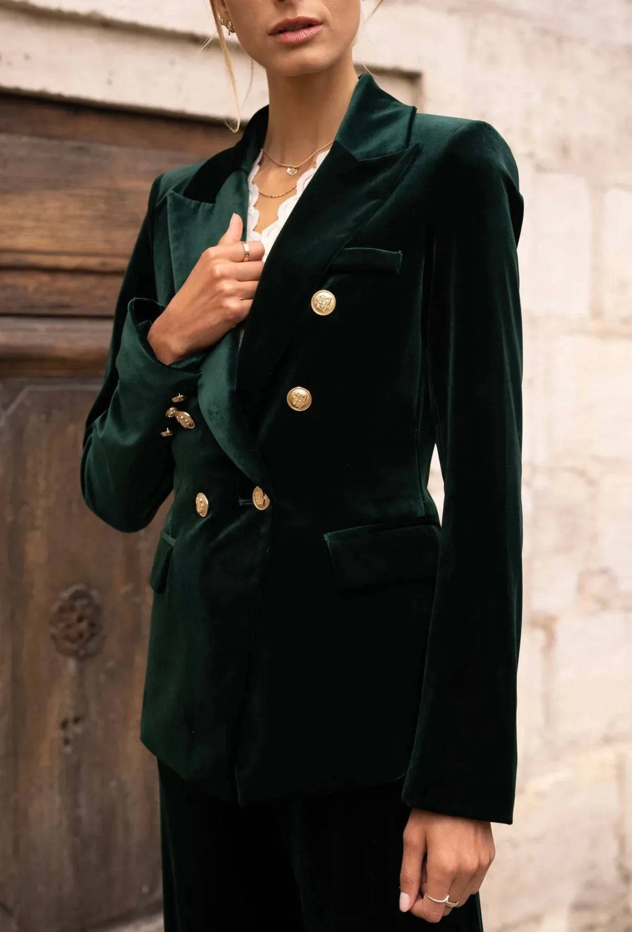 Green Velvet Blazer
