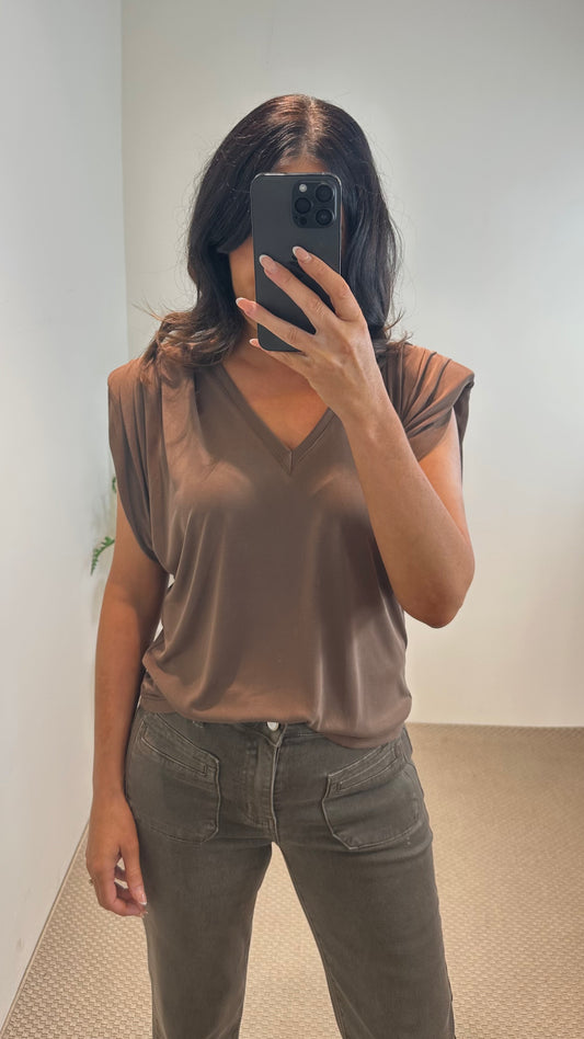 Brown V-Neck Top