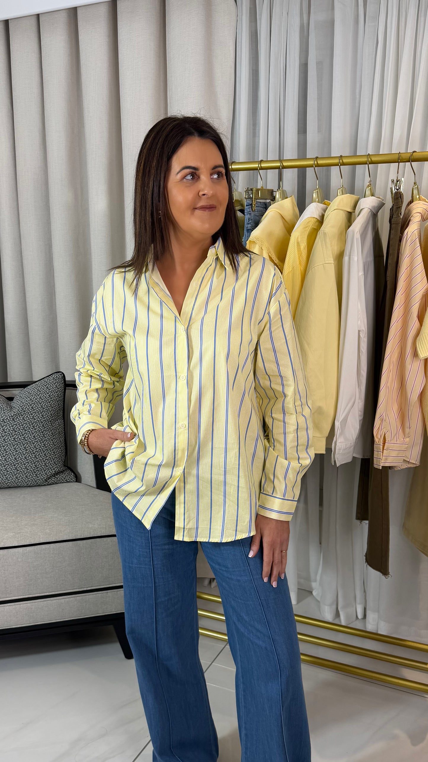 Lemon & Blue Striped Shirt