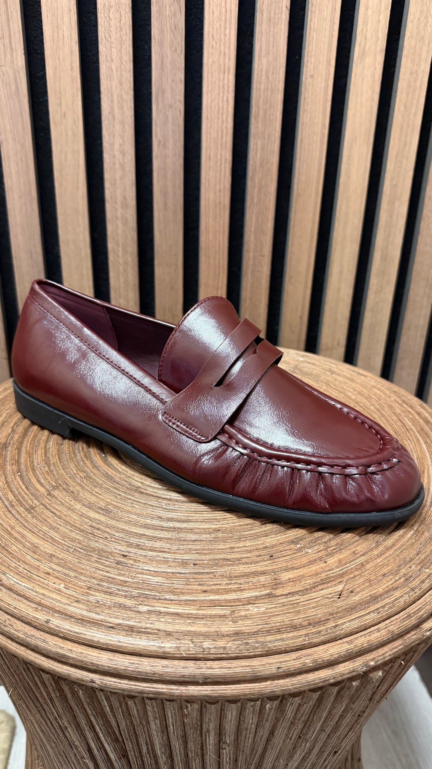 Wine Faux Leather Loafers