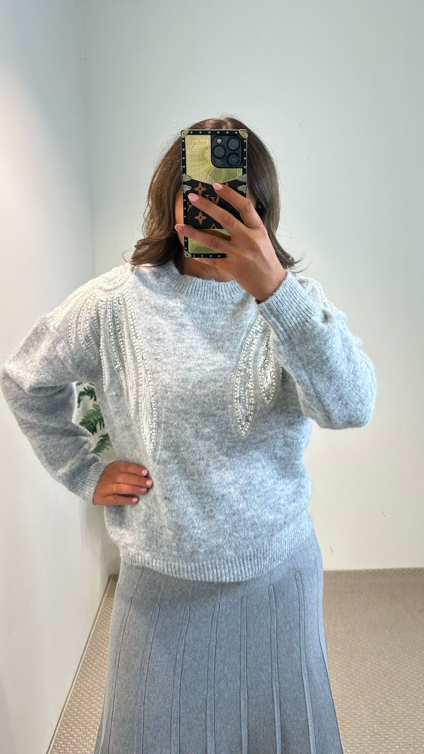 Grey Embellished Cosy Jumper