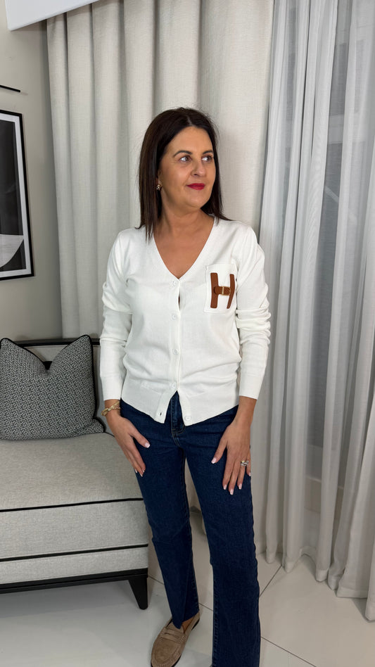 The H Cardigan- White