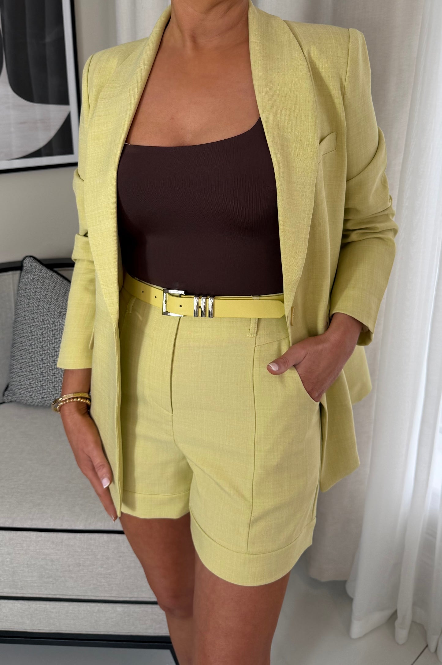 Maeve Yellow Belted Shorts