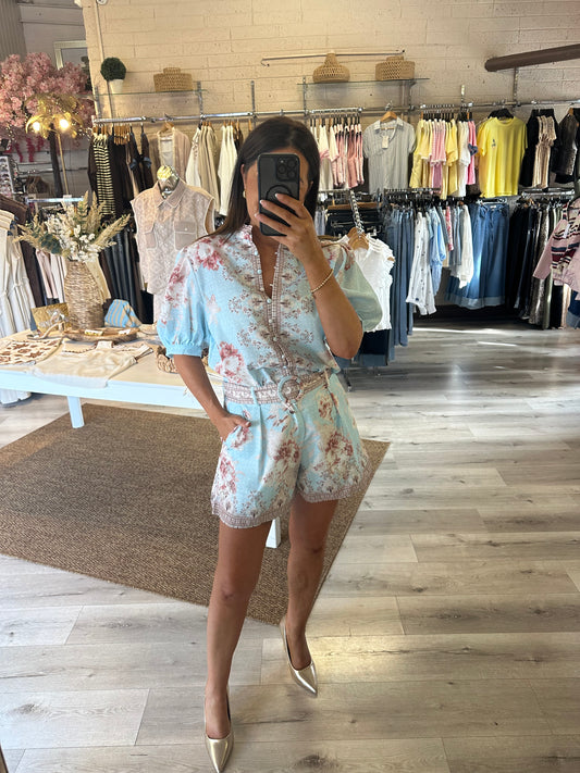 Blue Floral Shorts
