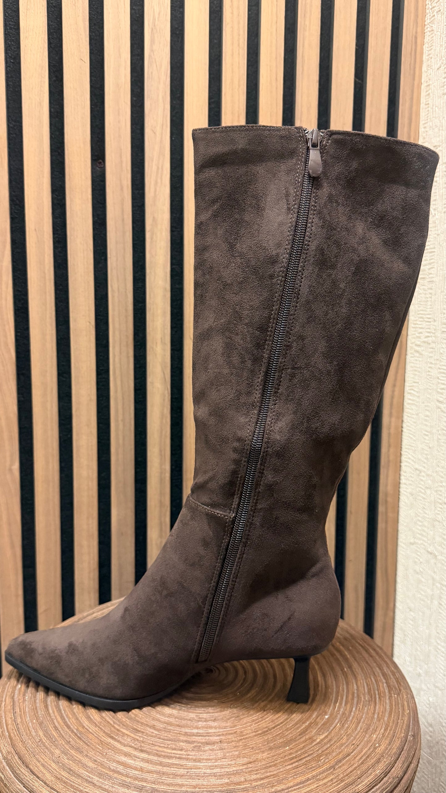 Carrie Chocolate Brown Faux Suede Long Boot